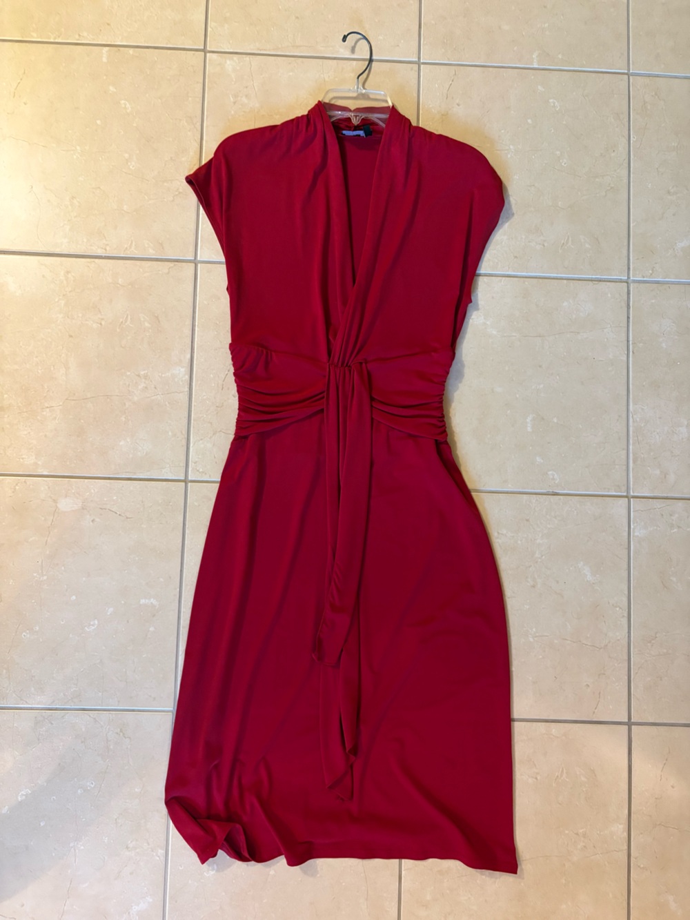 Red Ruched Waist Maxi Dress
